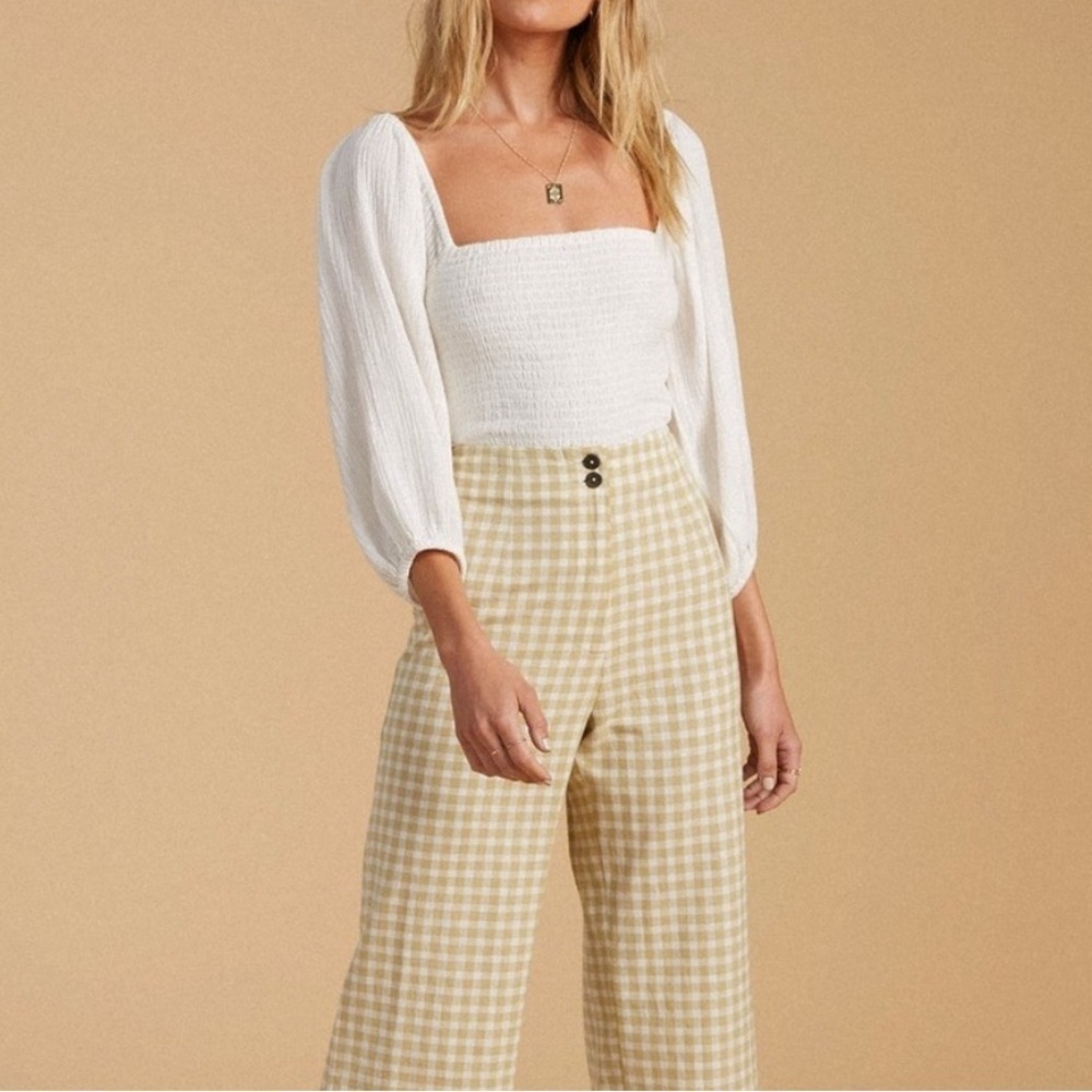 Billabong x The Salty Blonde Balloon Sleeve Smocked Crop Top
